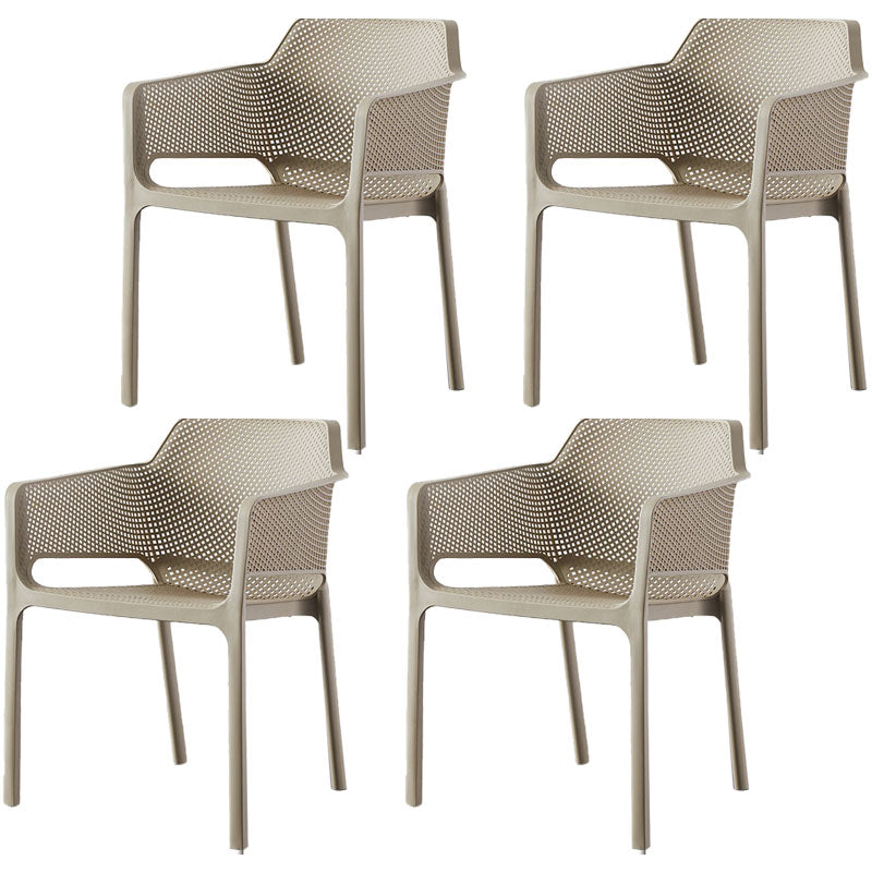 Scandinavian Plastic Kitchen Dining Room Arm Chair Solid Back Chair