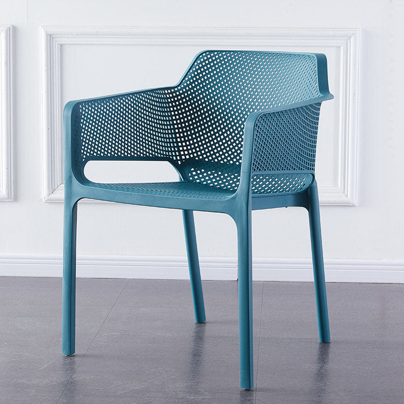 Scandinavian Plastic Kitchen Dining Room Arm Chair Solid Back Chair