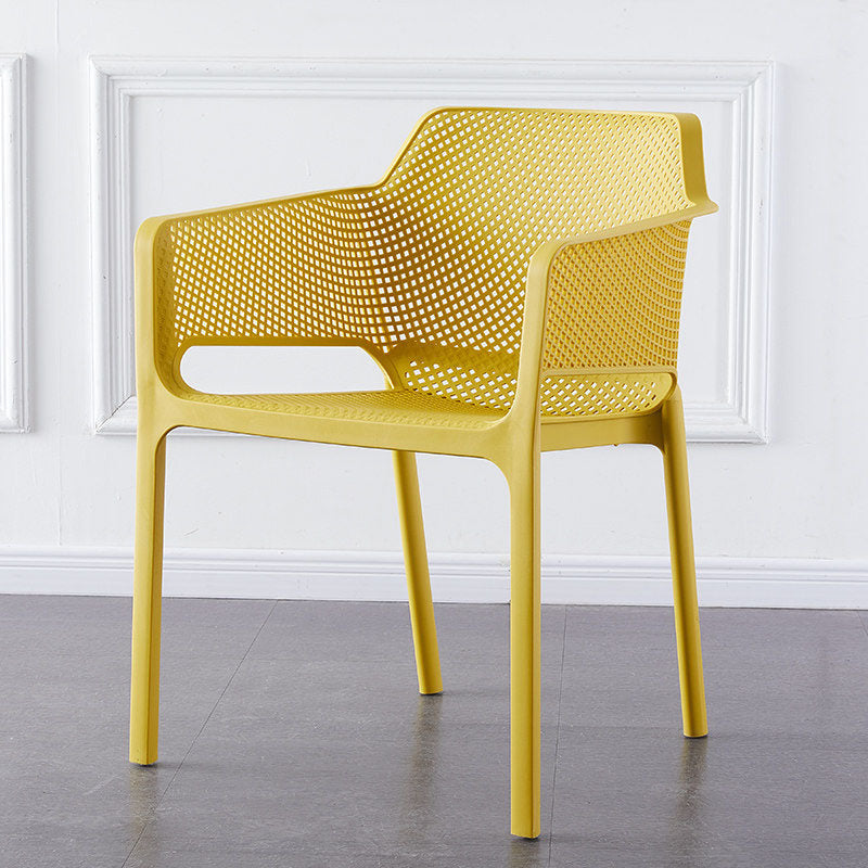 Scandinavian Plastic Kitchen Dining Room Arm Chair Solid Back Chair