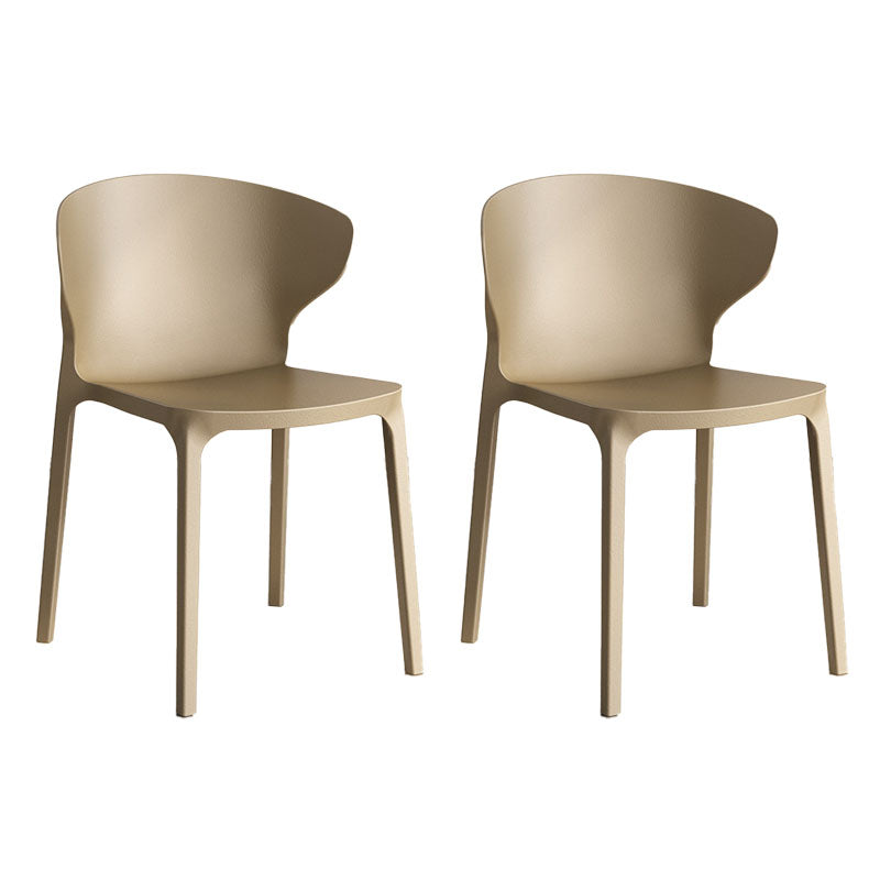 Contemporary Stacking Wingback Side Chair Matte Finish Plastic Dining Chair