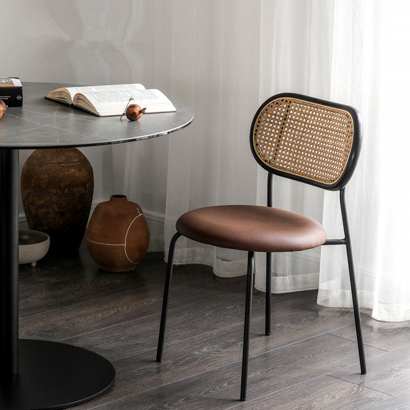 Industrial Style PU Leather Dining Chairs Open Back Dining Side Chair