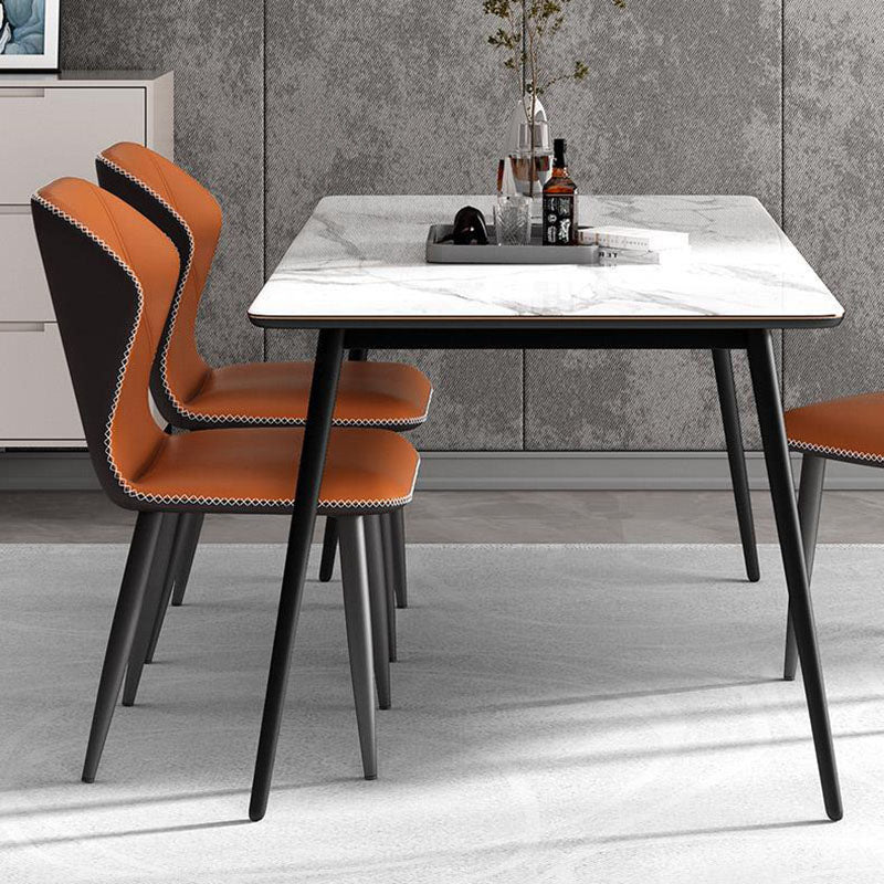 Contemporary Leather Wingback Side Chair Matte Finish Bedroom Dining Chair