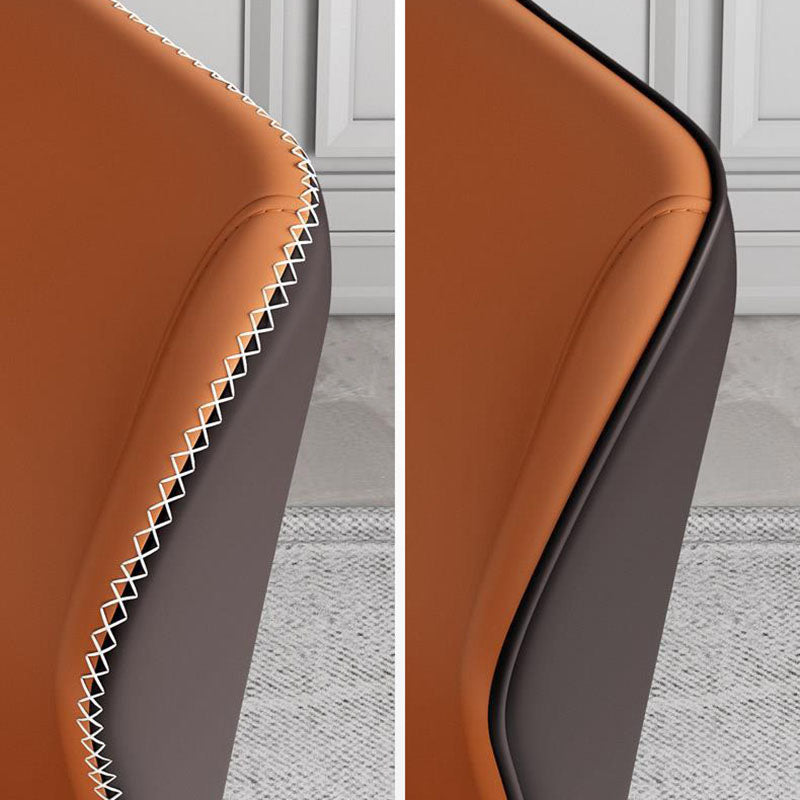 Contemporary Leather Wingback Side Chair Matte Finish Bedroom Dining Chair