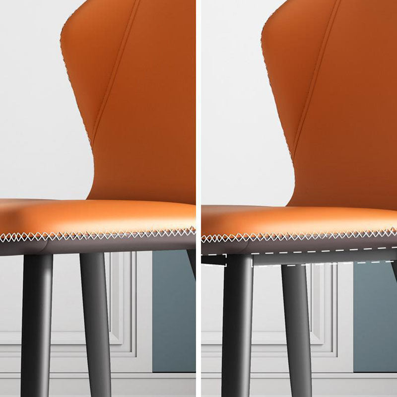 Contemporary Leather Wingback Side Chair Matte Finish Bedroom Dining Chair