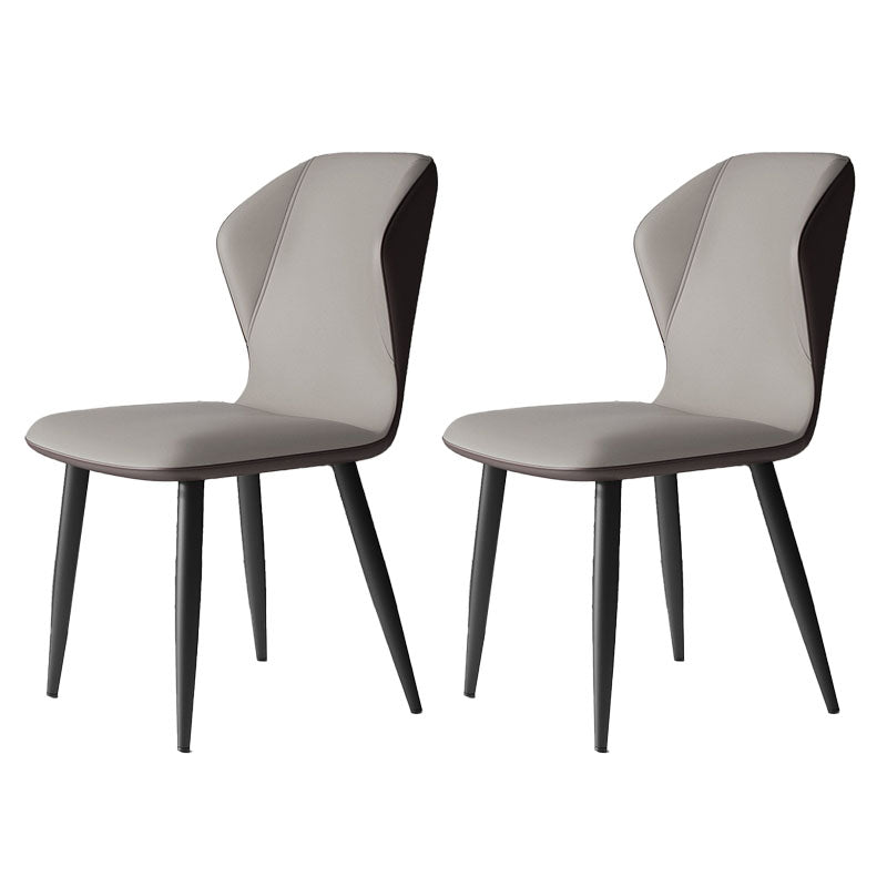 Contemporary Leather Wingback Side Chair Matte Finish Bedroom Dining Chair
