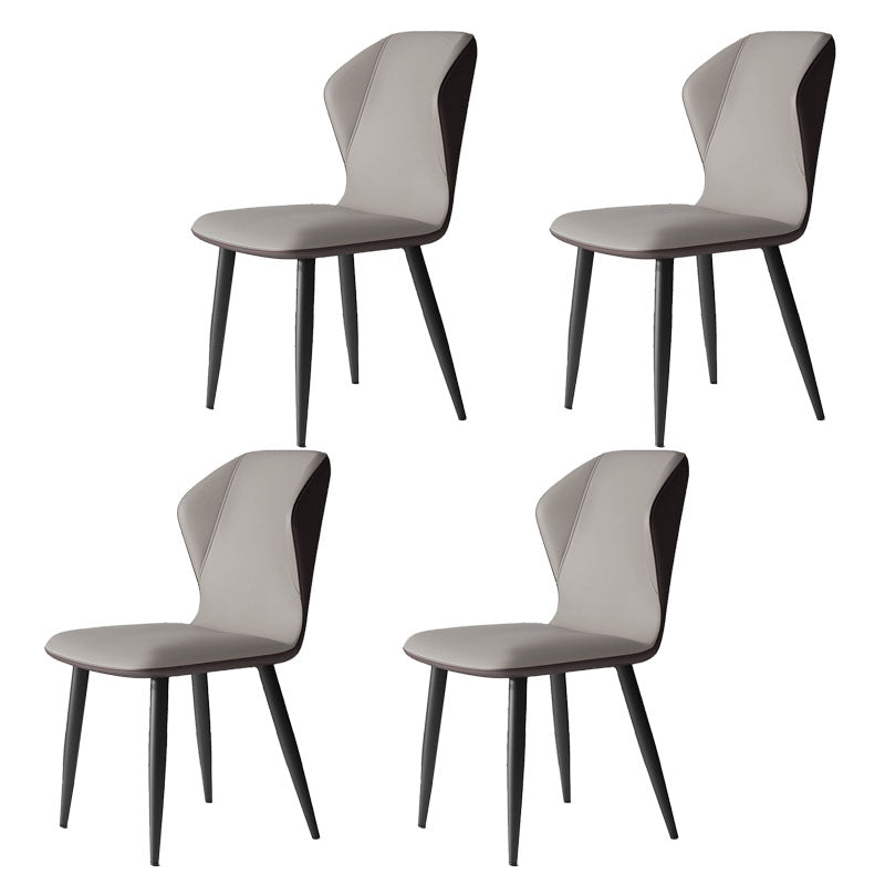 Contemporary Leather Wingback Side Chair Matte Finish Bedroom Dining Chair