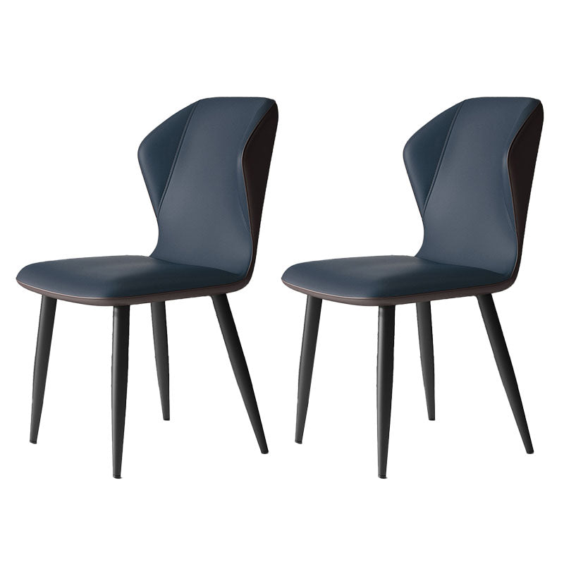 Contemporary Leather Wingback Side Chair Matte Finish Bedroom Dining Chair