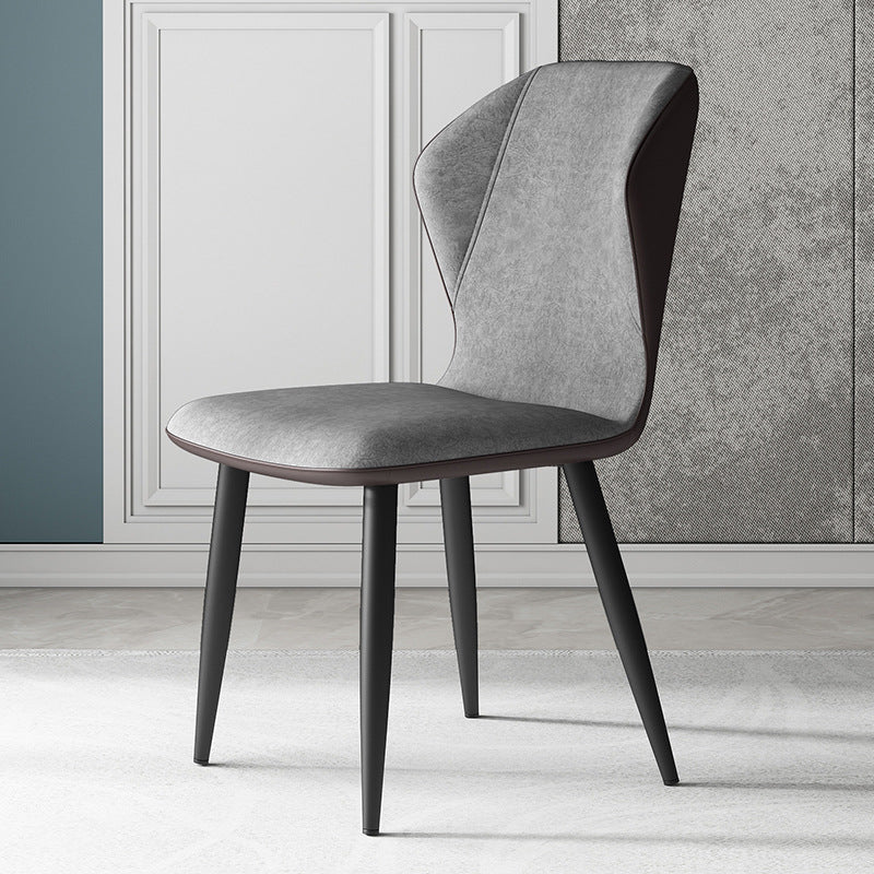 Contemporary Leather Wingback Side Chair Matte Finish Bedroom Dining Chair