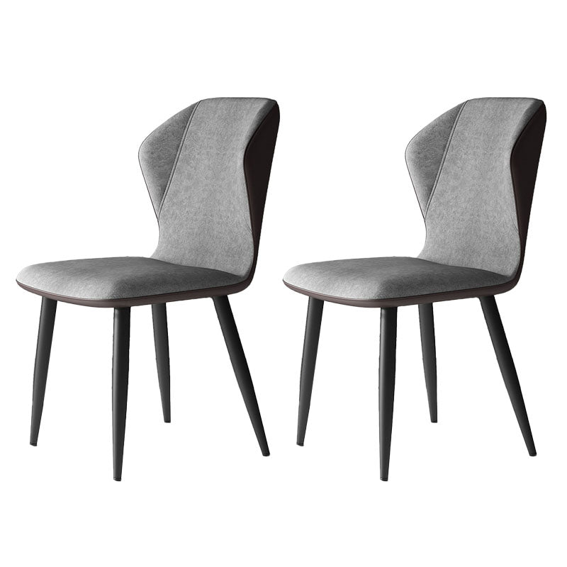 Contemporary Leather Wingback Side Chair Matte Finish Bedroom Dining Chair