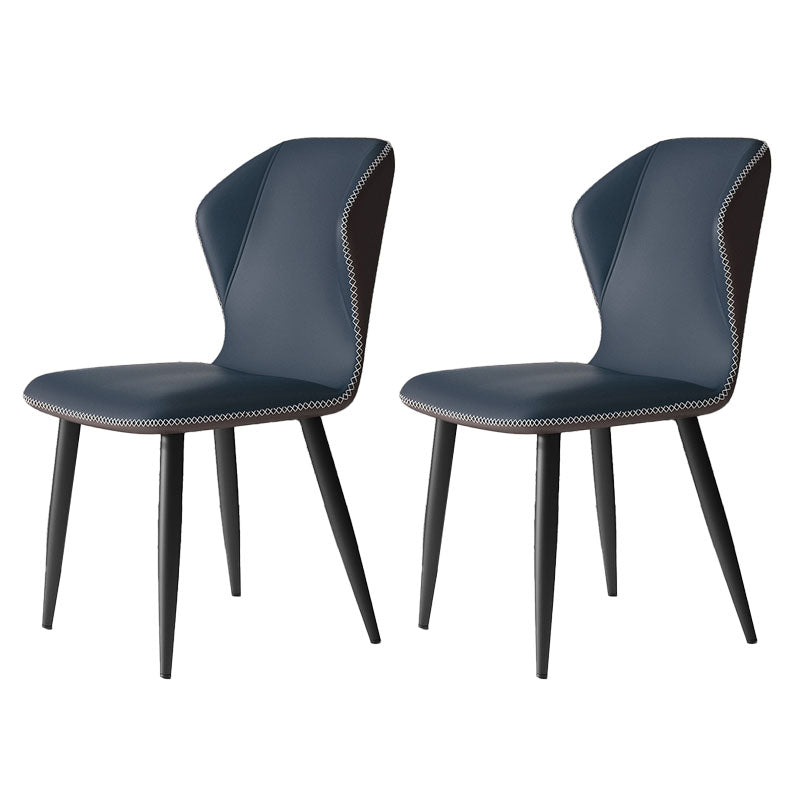 Contemporary Leather Wingback Side Chair Matte Finish Bedroom Dining Chair