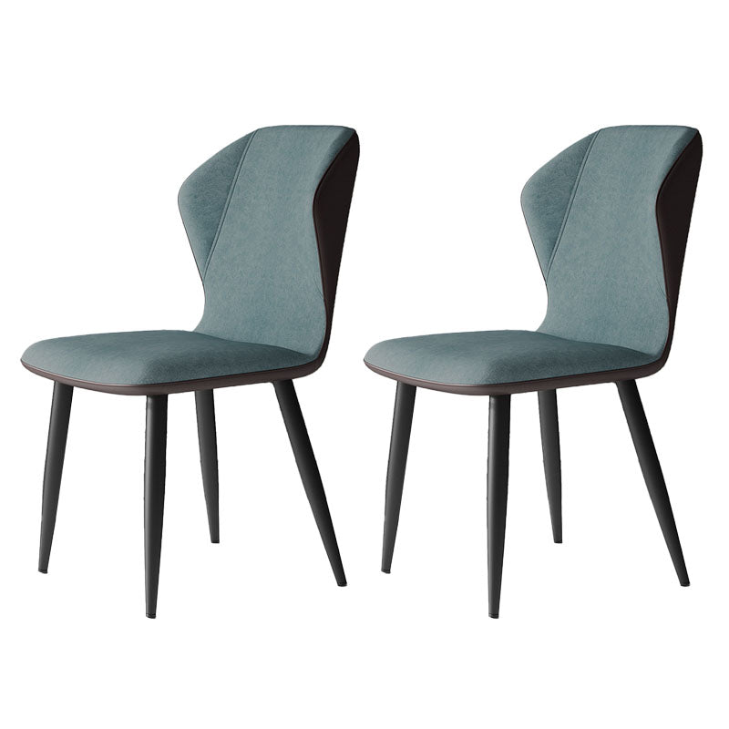 Contemporary Leather Wingback Side Chair Matte Finish Bedroom Dining Chair