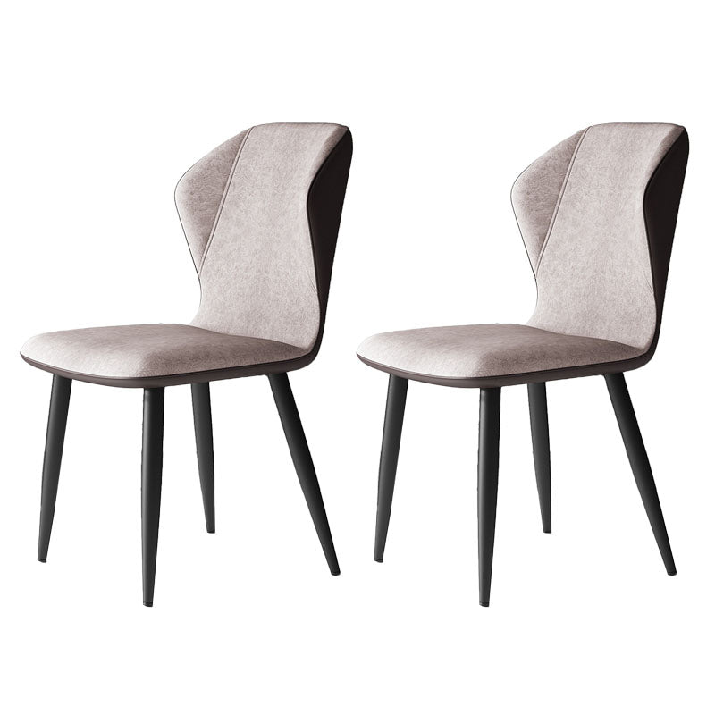 Contemporary Leather Wingback Side Chair Matte Finish Bedroom Dining Chair