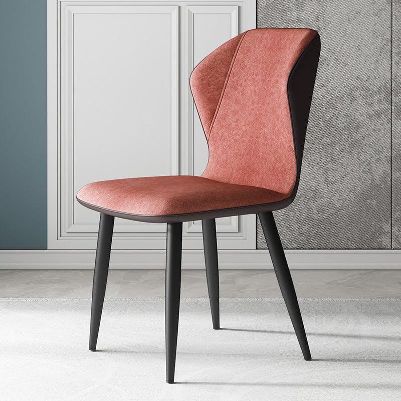 Contemporary Leather Wingback Side Chair Matte Finish Bedroom Dining Chair