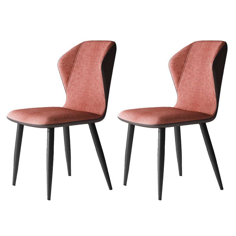 Contemporary Leather Wingback Side Chair Matte Finish Bedroom Dining Chair