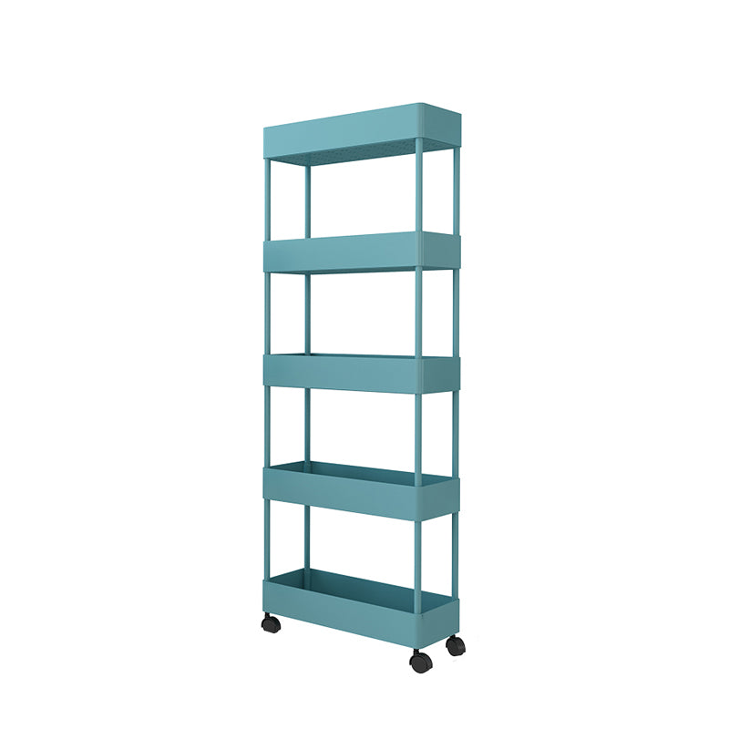 Modern Style Bookshelf Open Shelf Bookcase with Caster Wheels