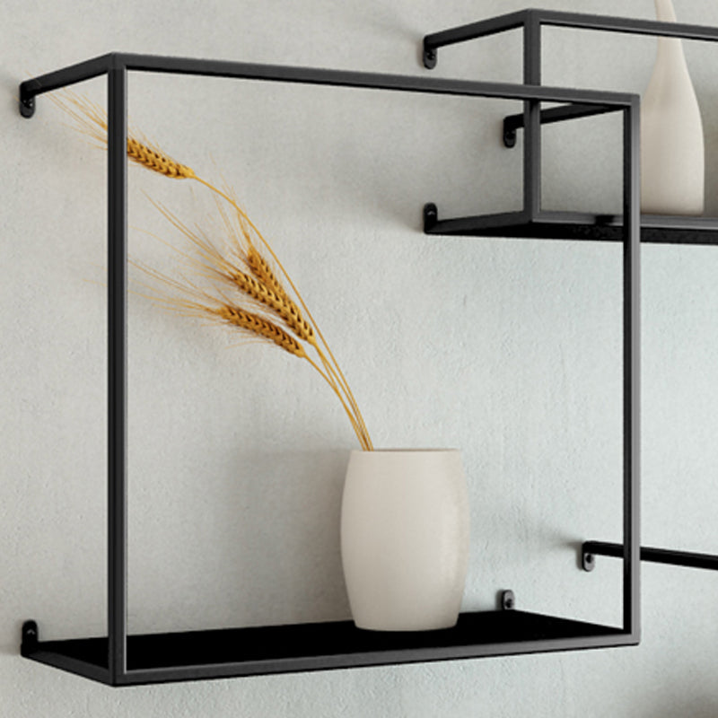 Iron Closed Back Bookshelf Gold and Black Industrial Wall Unit Bookshelf
