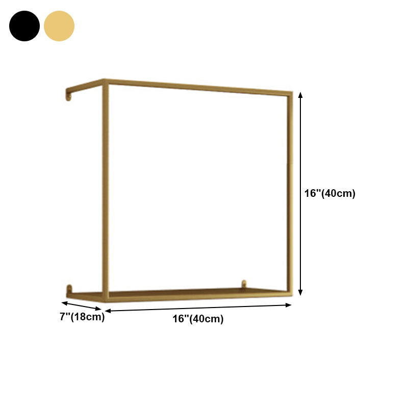 Iron Closed Back Bookshelf Gold and Black Industrial Wall Unit Bookshelf