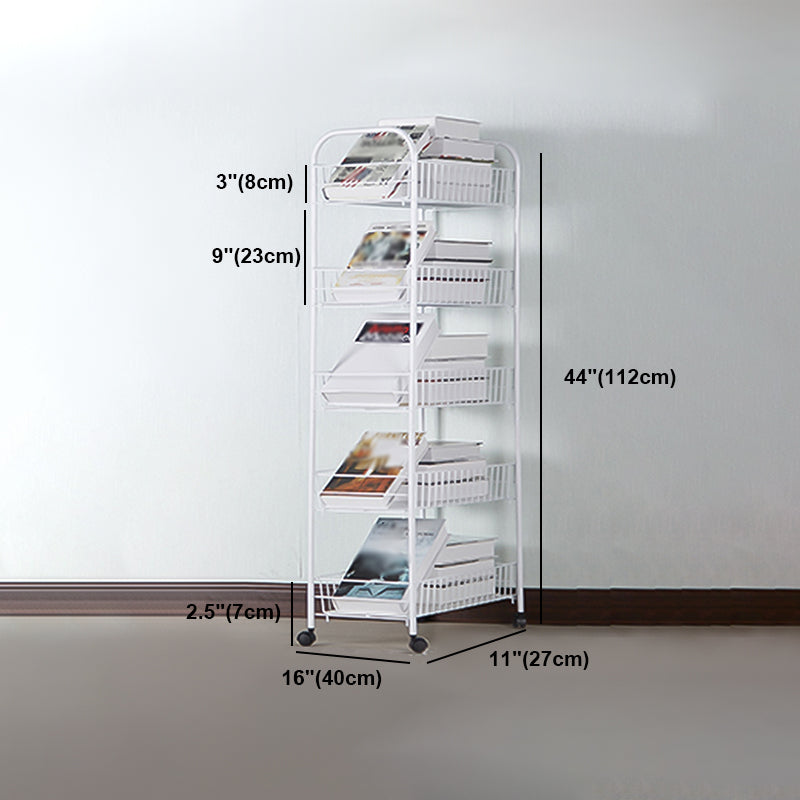 Zeitgenössischer Stil Metal Geometrisches Bücherregal Open Back -Bücherregal mit Rädern