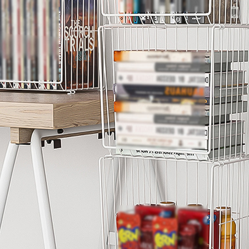 Contemporary Style Geometric Bookcase Metal Closed Back Bookcase