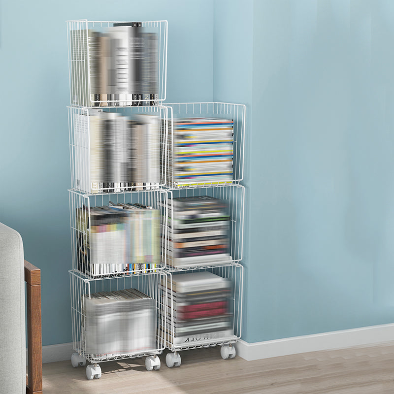 Modern Geometric Bookcase Metal Closed Back Bookcase for Home Office