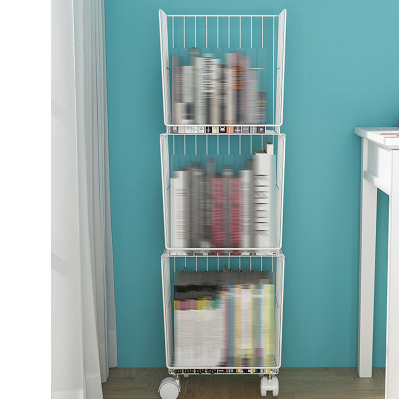 Modern Geometric Bookcase Metal Closed Back Bookcase for Home Office