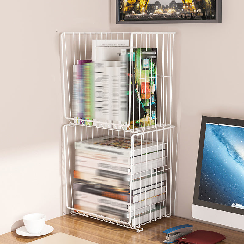 Modern Geometric Bookcase Metal Closed Back Bookcase for Home Office