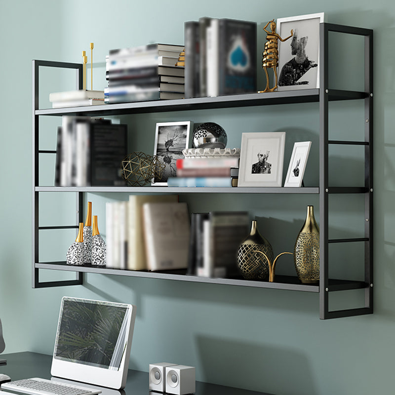 Industrial Wall Mounted Bookshelf Black and White Iron Shelf for Home