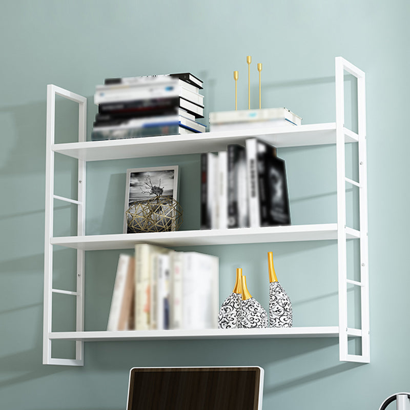 Industrial Wall Mounted Bookshelf Black and White Iron Shelf for Home