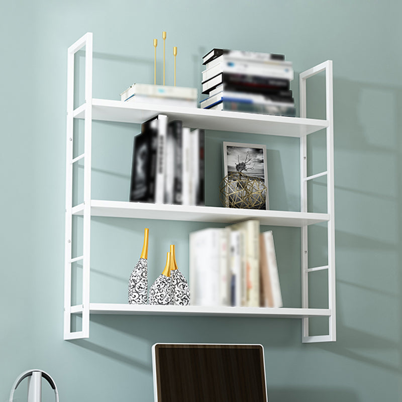 Industrial Wall Mounted Bookshelf Black and White Iron Shelf for Home