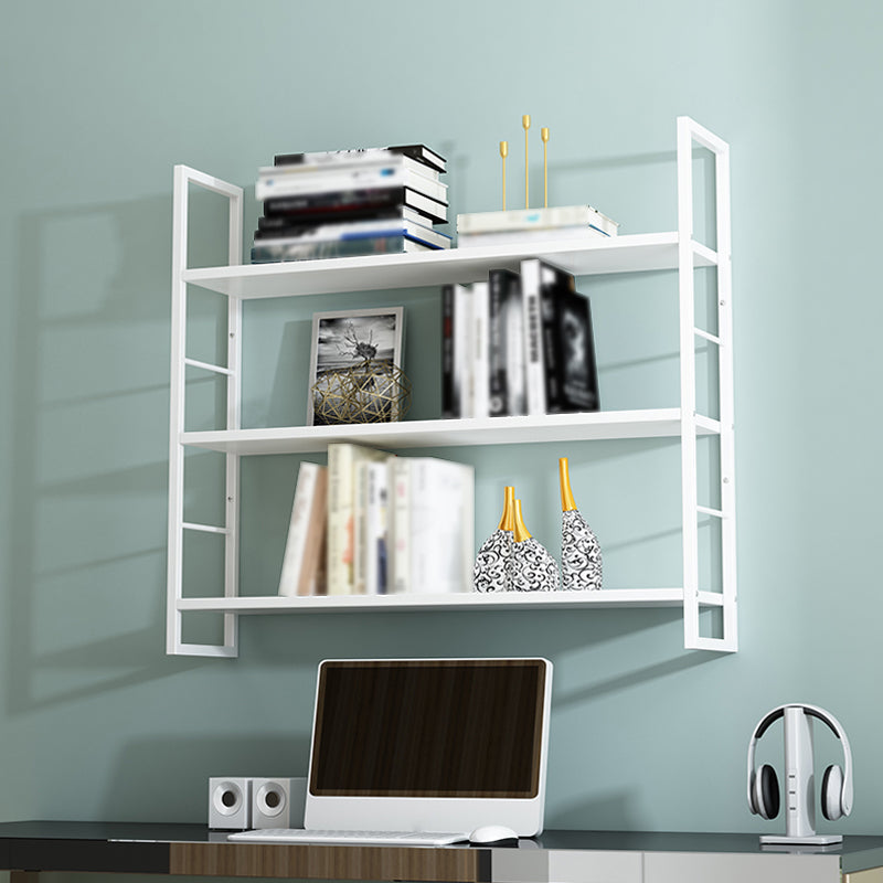 Industrial Wall Mounted Bookshelf Black and White Iron Shelf for Home