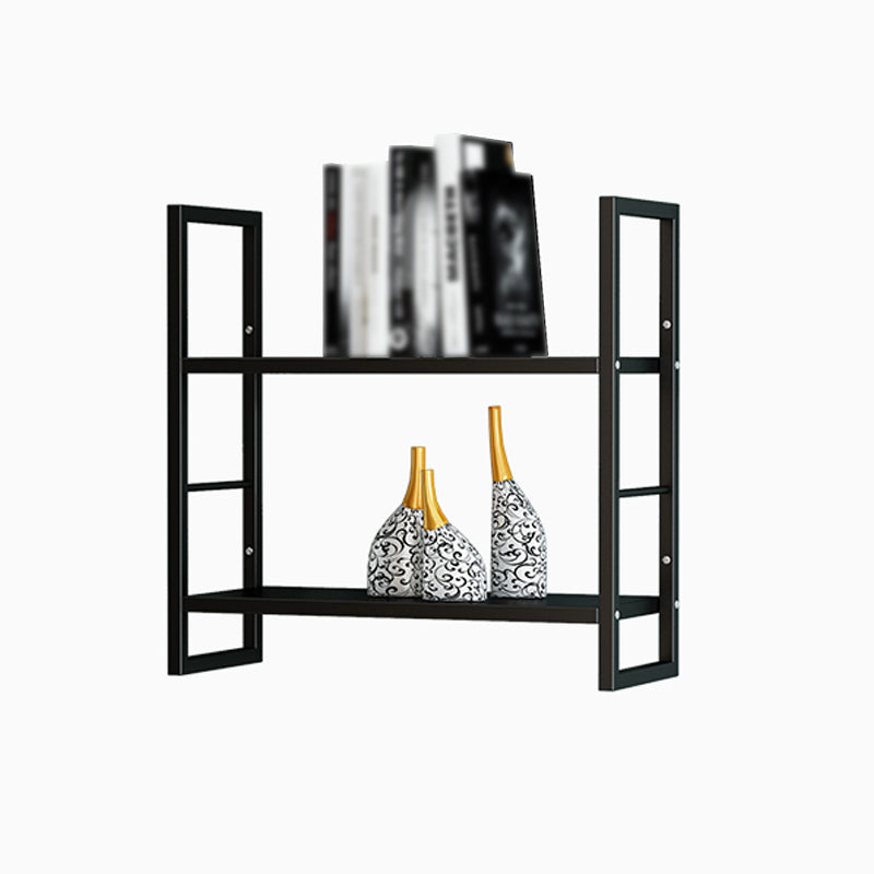 Industrial Wall Mounted Bookshelf Black and White Iron Shelf for Home