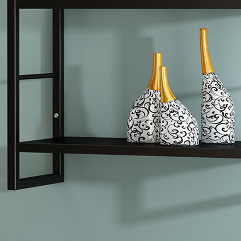 Industrial Wall Mounted Bookshelf Black and White Iron Shelf for Home