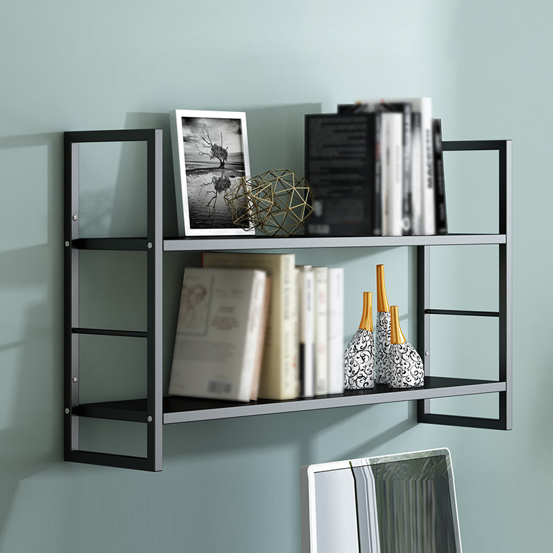 Industrial Wall Mounted Bookshelf Black and White Iron Shelf for Home