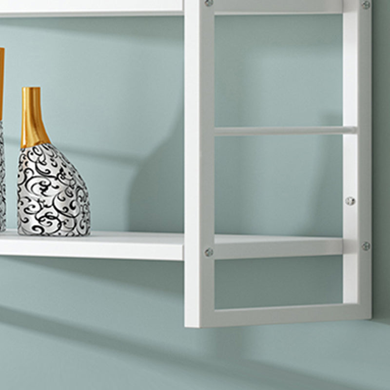 Industrial Wall Mounted Bookshelf Black and White Iron Shelf for Home