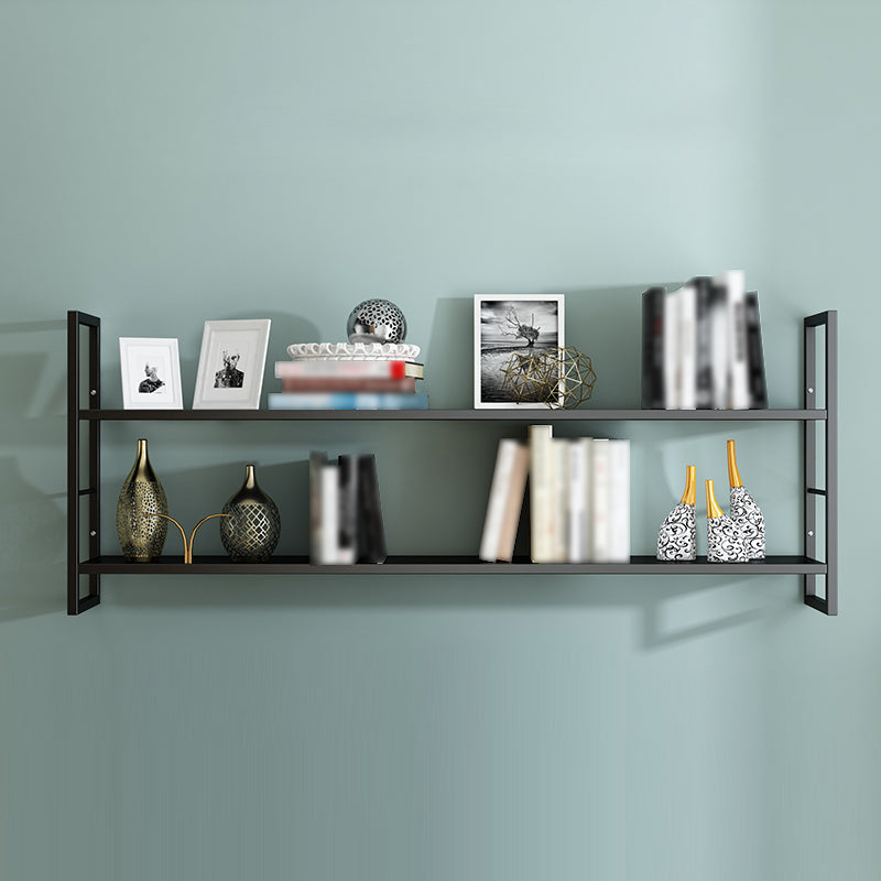 Industrial Wall Mounted Bookshelf Black and White Iron Shelf for Home