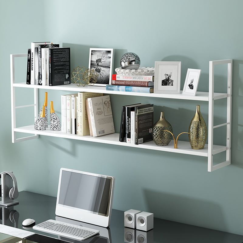 Industrial Wall Mounted Bookshelf Black and White Iron Shelf for Home