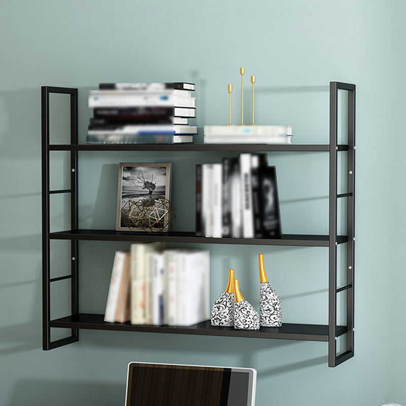 Industrial Wall Mounted Bookshelf Black and White Iron Shelf for Home