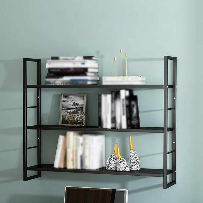 Industrial Wall Mounted Bookshelf Black and White Iron Shelf for Home