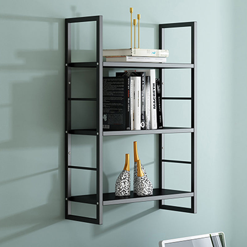 Industrial Wall Mounted Bookshelf Black and White Iron Shelf for Home