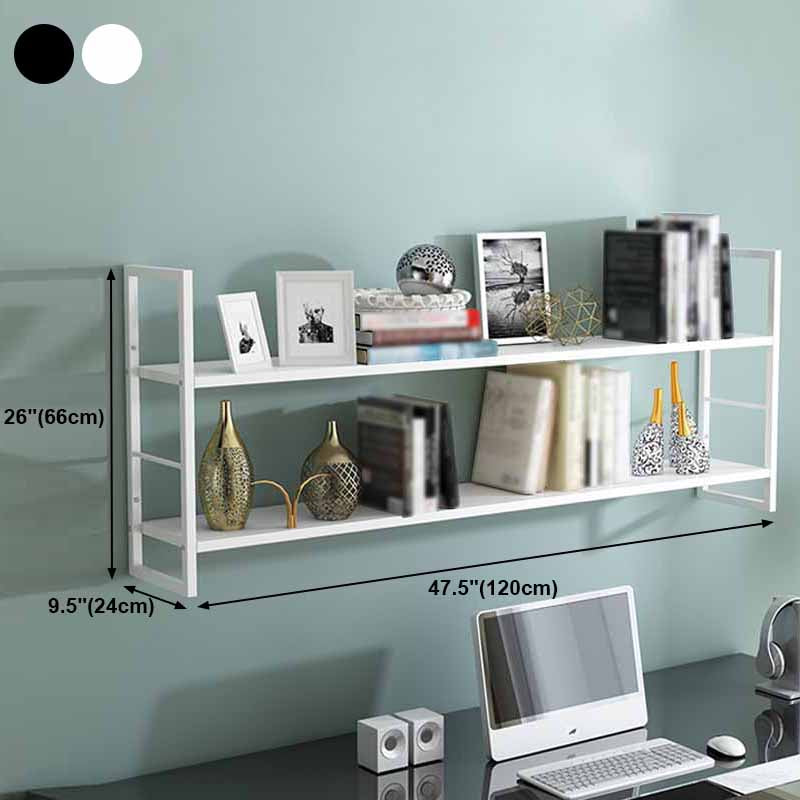Industrial Wall Mounted Bookshelf Black and White Iron Shelf for Home