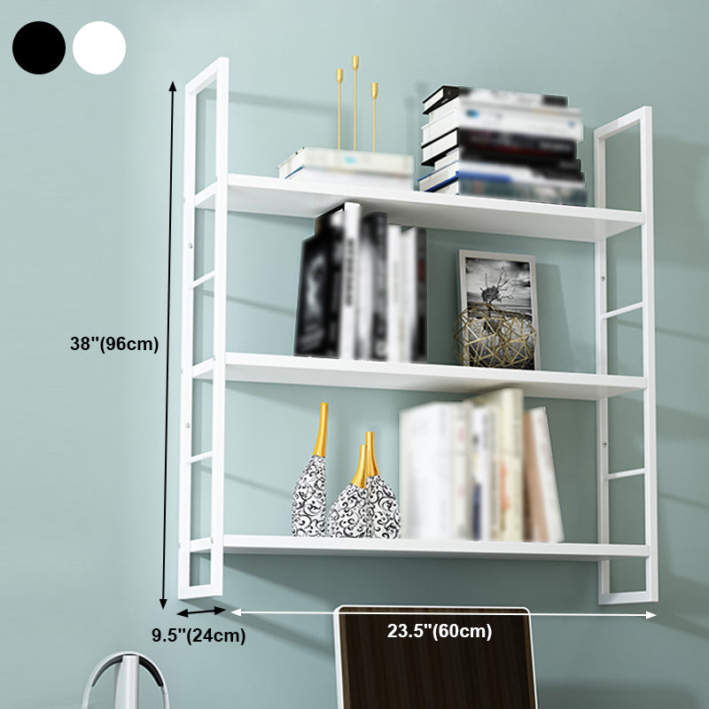 Industrial Wall Mounted Bookshelf Black and White Iron Shelf for Home