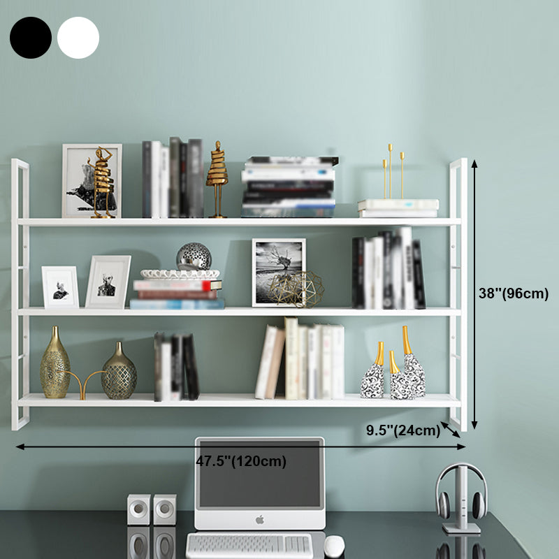 Industrial Wall Mounted Bookshelf Black and White Iron Shelf for Home