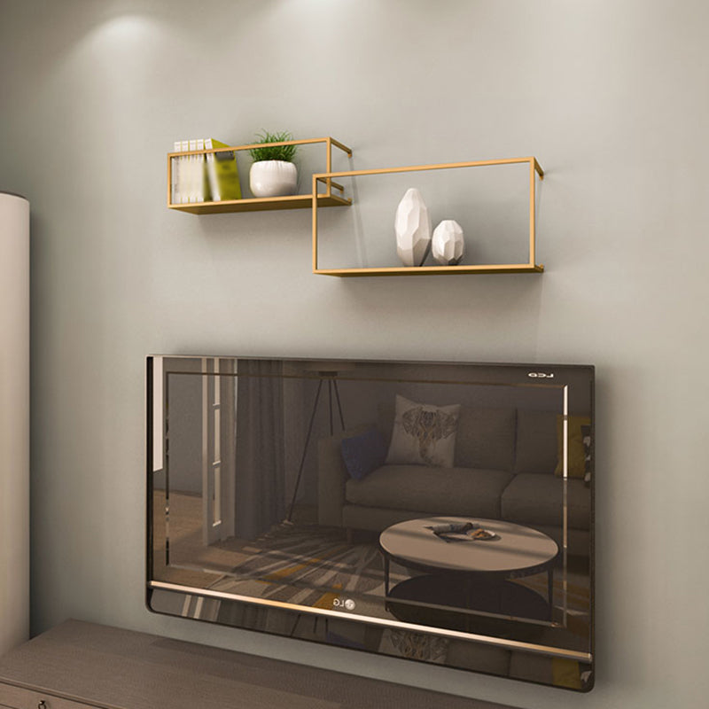 Gold/Black Wall Mounted Bookshelf Iron Modern Closed Back Shelf