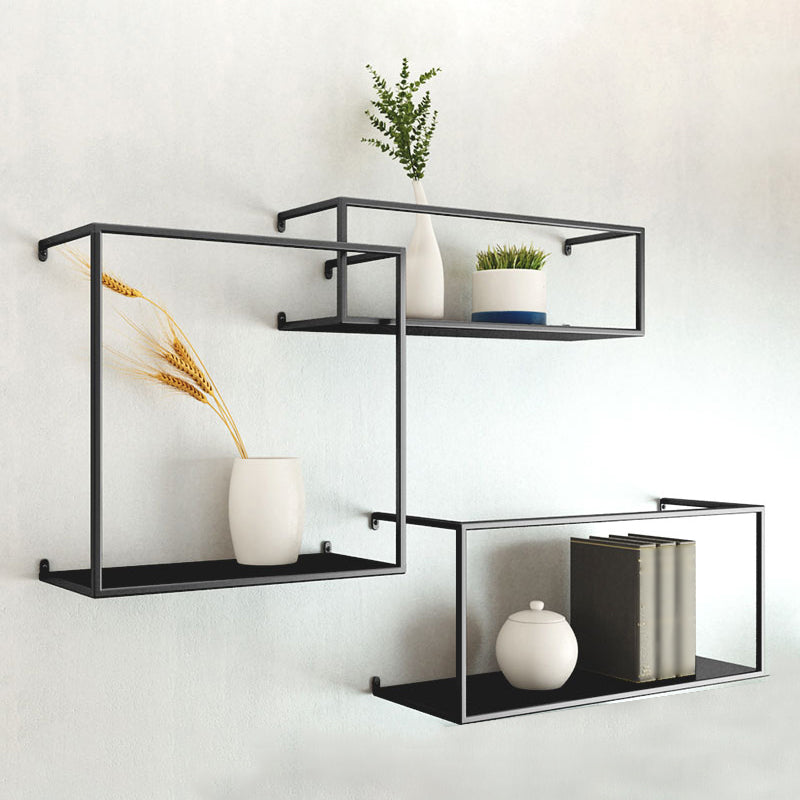 Gold/Black Wall Mounted Bookshelf Iron Modern Closed Back Shelf