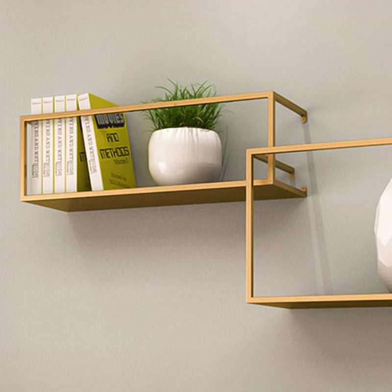 Gold/Black Wall Mounted Bookshelf Iron Modern Closed Back Shelf