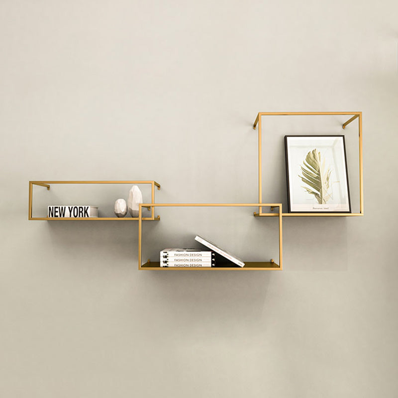 Gold/Black Wall Mounted Bookshelf Iron Modern Closed Back Shelf