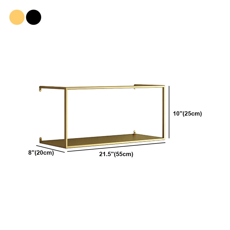 Gold/Black Wall Mounted Bookshelf Iron Modern Closed Back Shelf