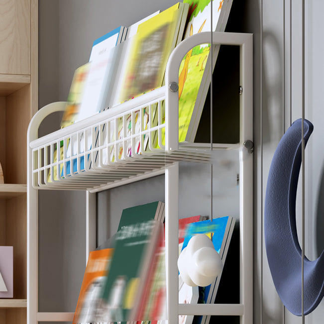 White Bookshelf Contemporary Style Wall Mounted Bookcase for Home Office