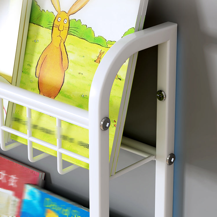 White Bookshelf Contemporary Style Wall Mounted Bookcase for Home Office