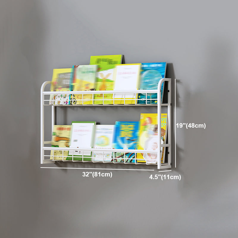 White Bookshelf Contemporary Style Wall Mounted Bookcase for Home Office